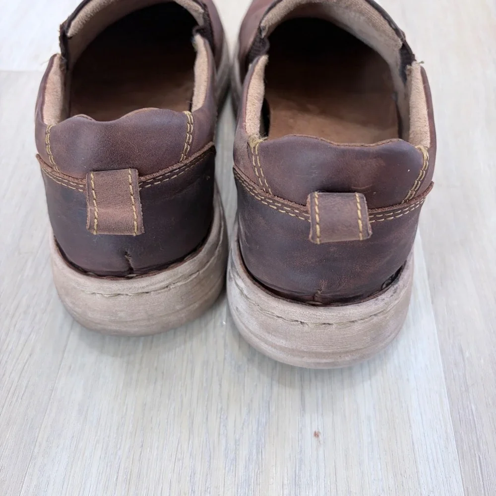 Born Mens Brown Leather Slip On Loafers‎ Shoes BM0015887 Size 11 44